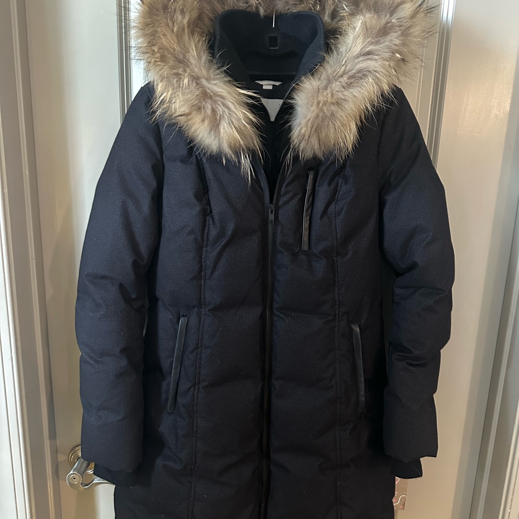 Soia & Kyo Christy Brushed Down Black Puffer Coat With Fur Trim